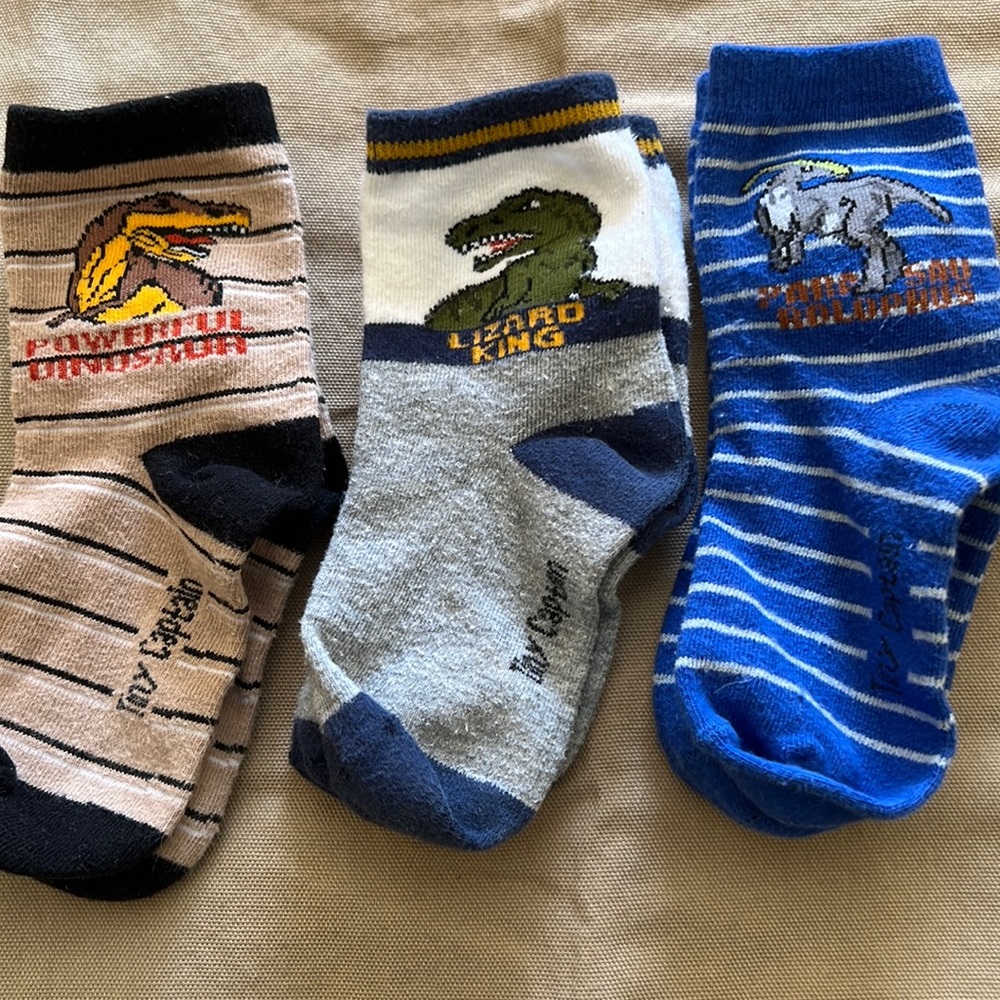 Tiny Captain dinosaur socks
